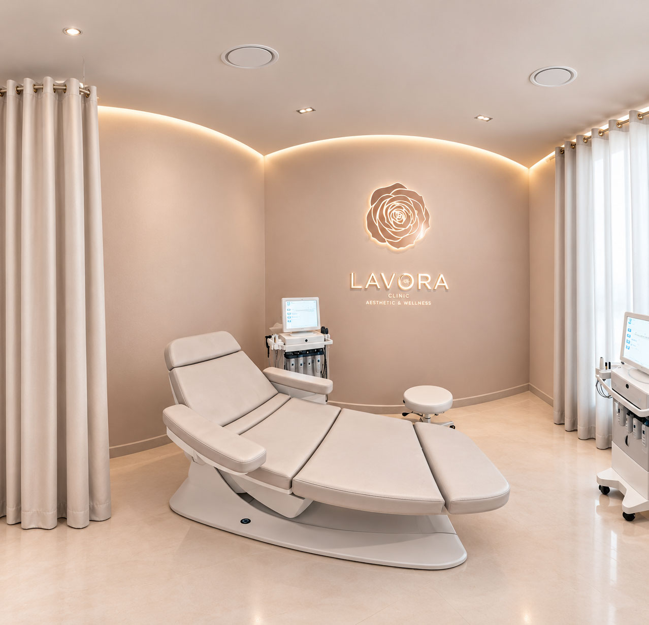 A treatment room at Lavora Clinic, Jumeirah