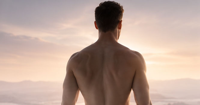 Man at first light